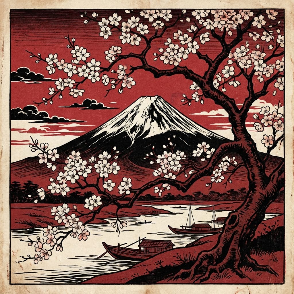 Mount Fuji with Cherry Blossoms